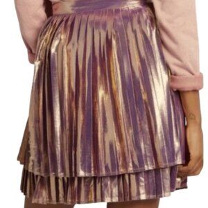 ModCloth XL metallic lame gold and purple pleated skirt